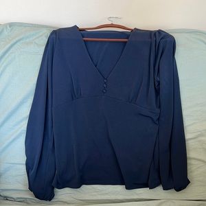 Banana Republic blouse, navy blue, stretchy, size L.